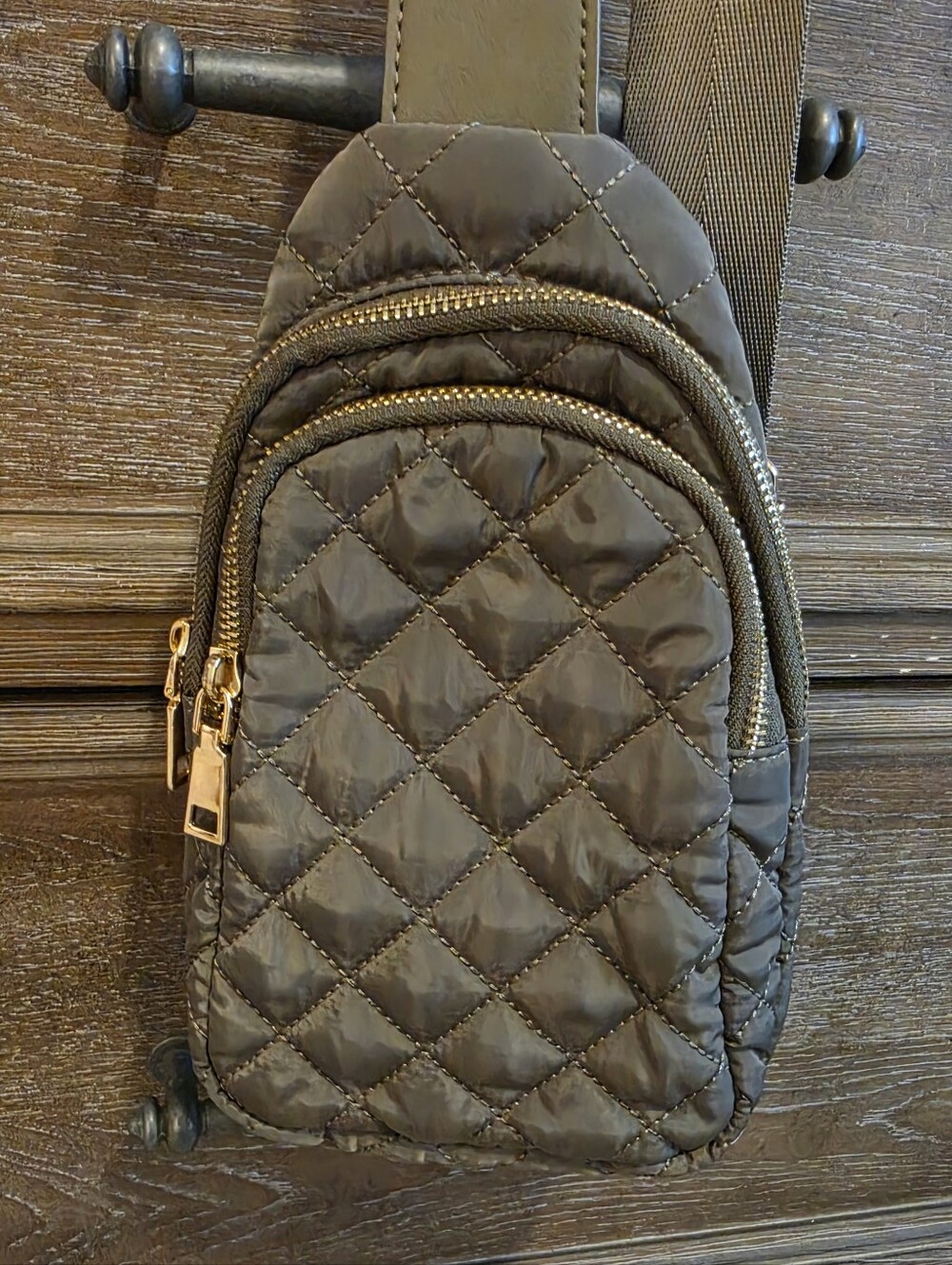 Pretty Simple Penelope Puffer Sling Bag Olive Green